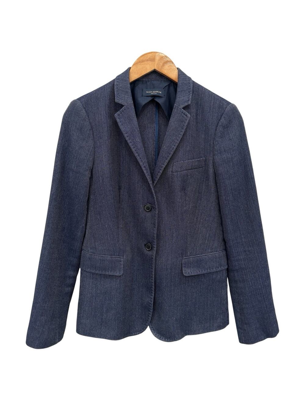 Piazza Sempione Denim Look Navy Blazer Made in Italy Size Small